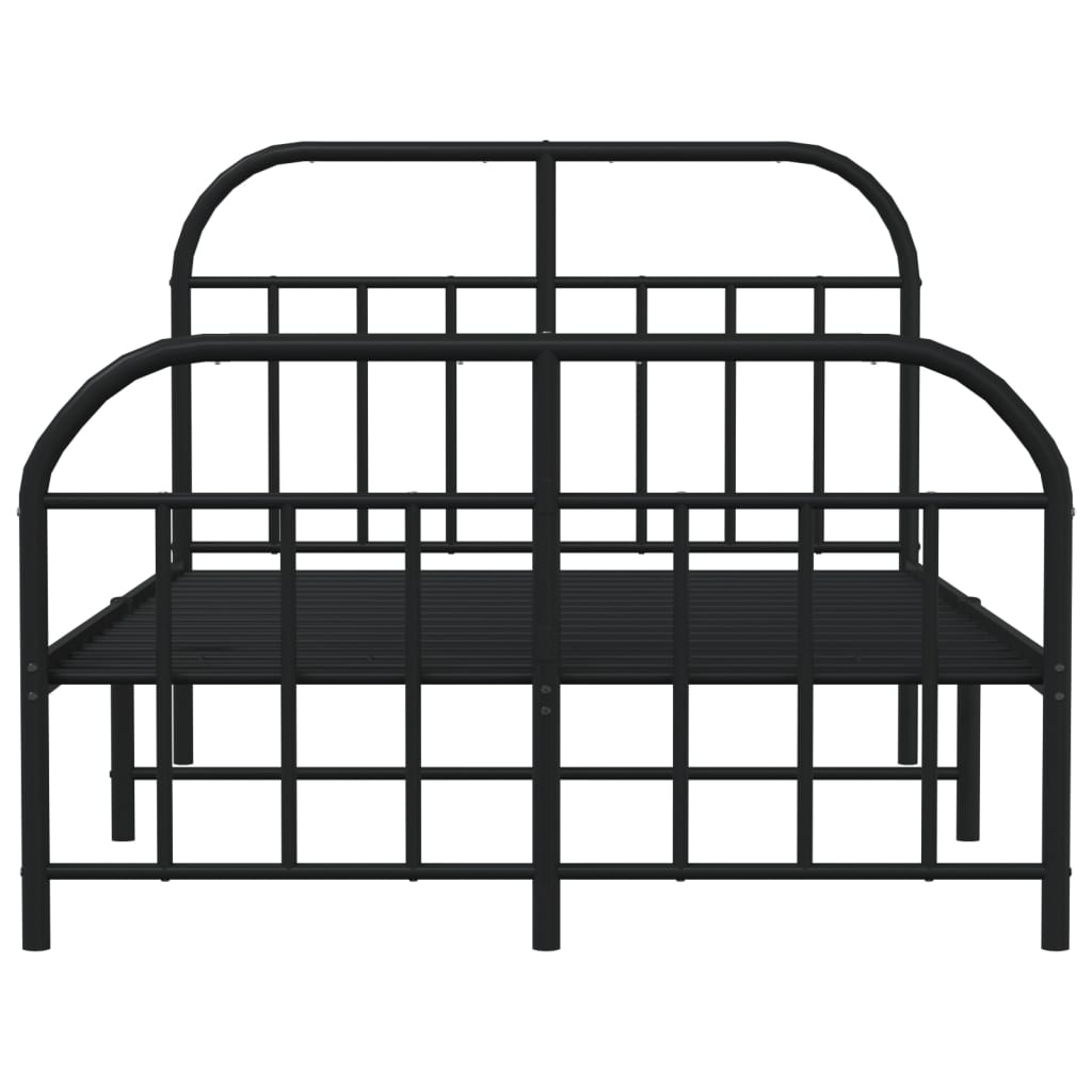 Cadre de lit métal sans matelas avec pied de lit noir 120x190cm - XIOS