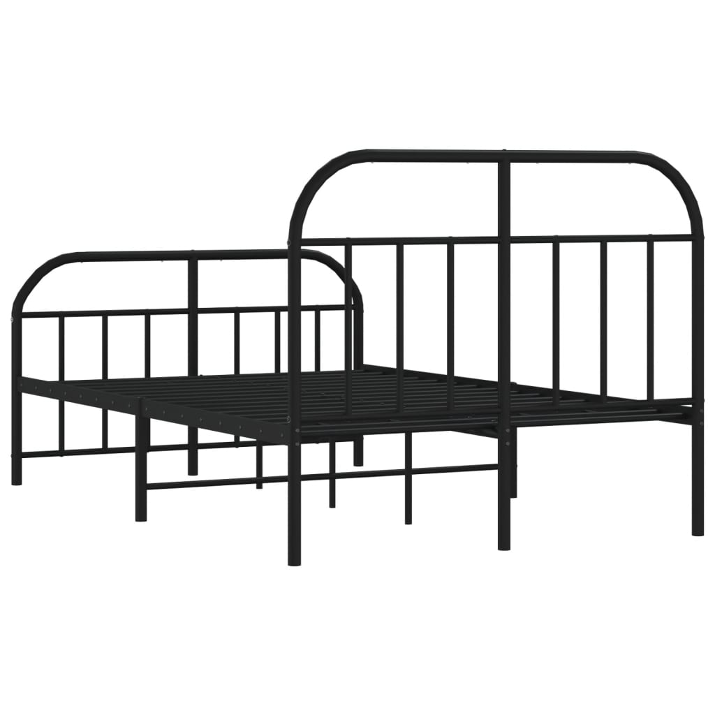 Cadre de lit métal sans matelas avec pied de lit noir 120x190cm - XIOS