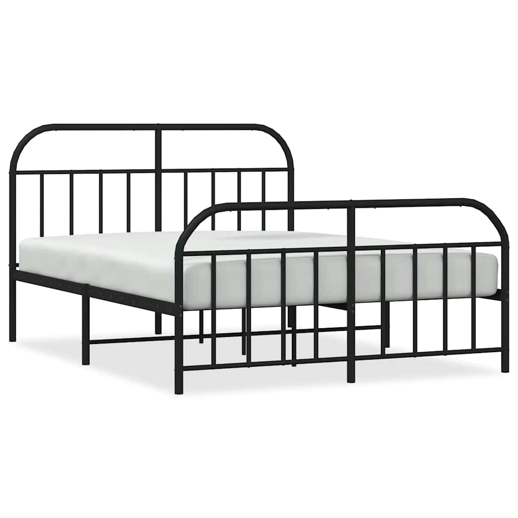 Cadre de lit métal sans matelas avec pied de lit noir 135x190cm - XIOS