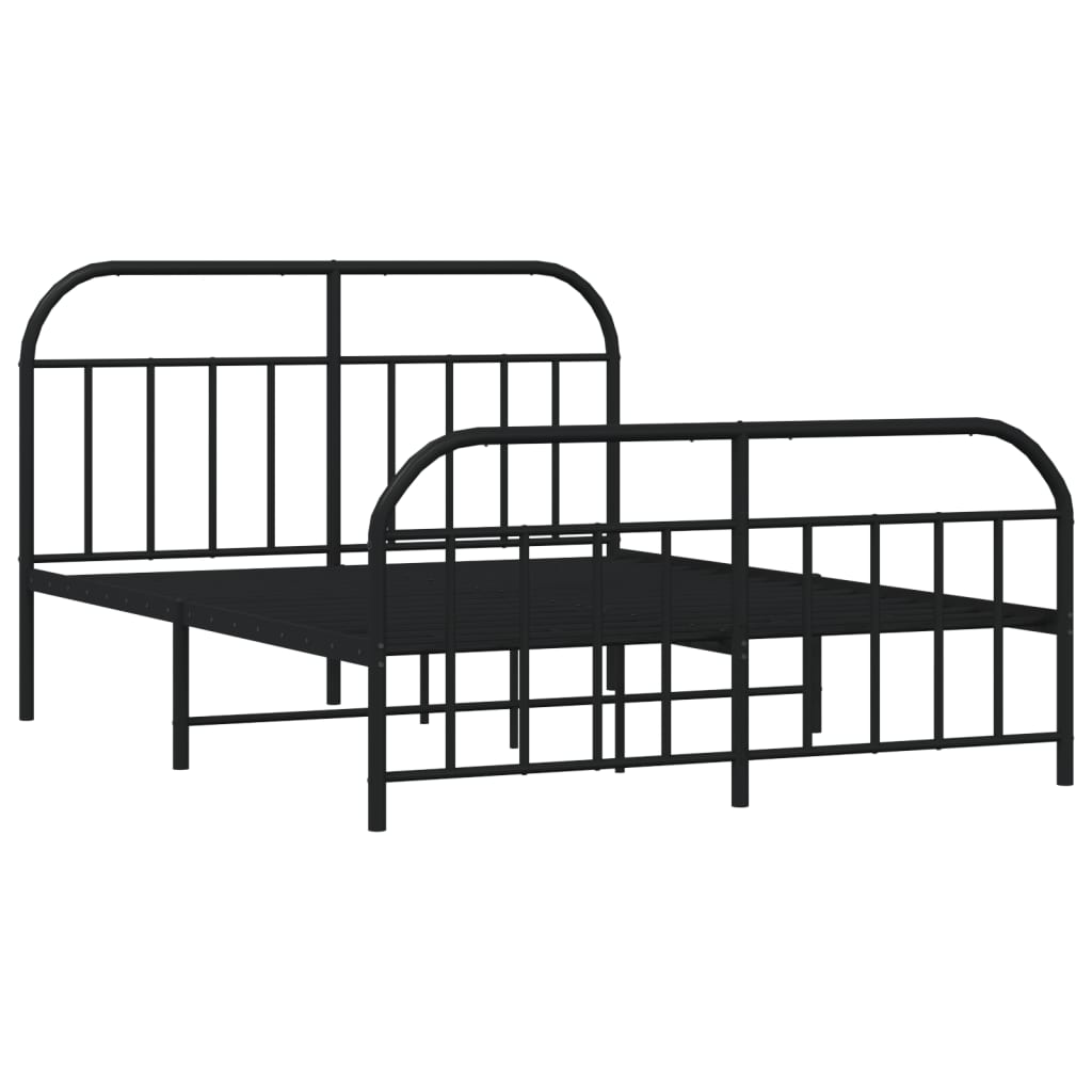 Cadre de lit métal sans matelas avec pied de lit noir 140x190cm - XIOS