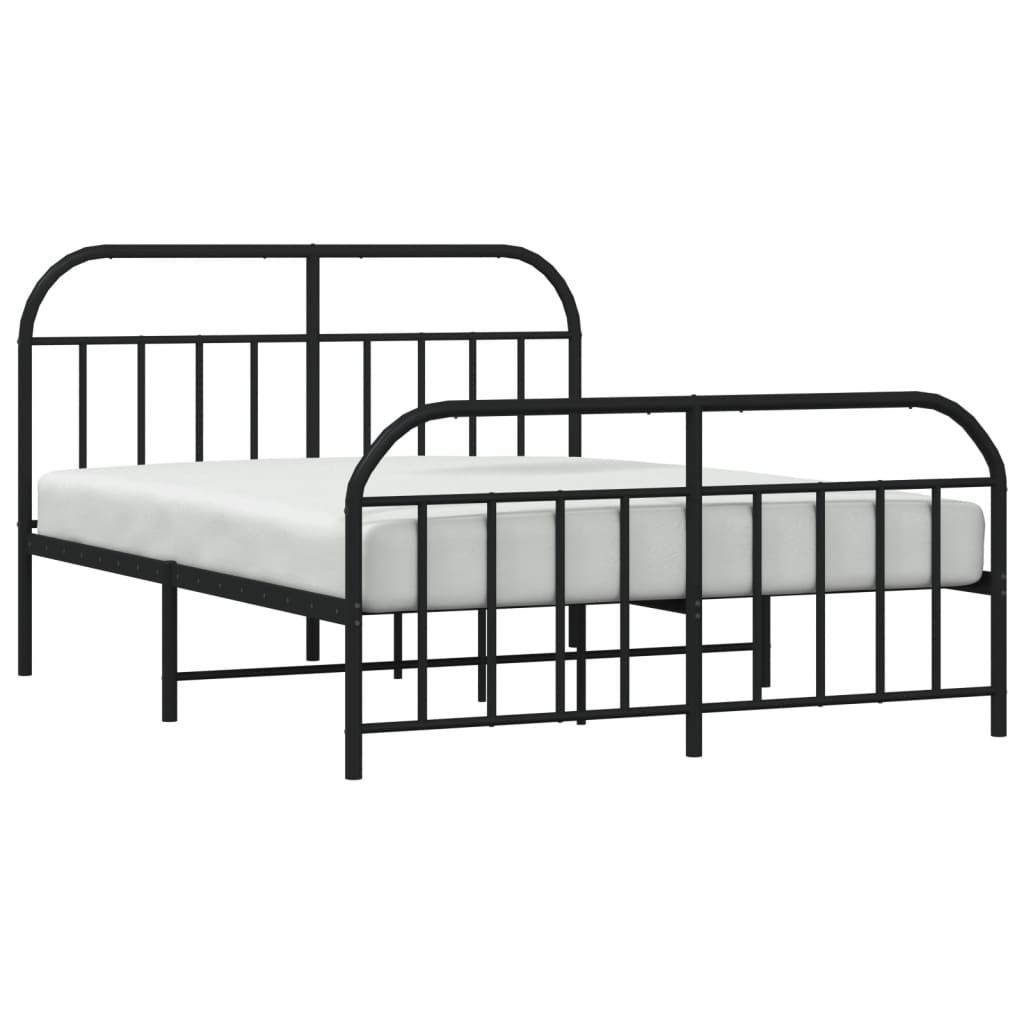 Cadre de lit métal sans matelas avec pied de lit noir 140x190cm - XIOS