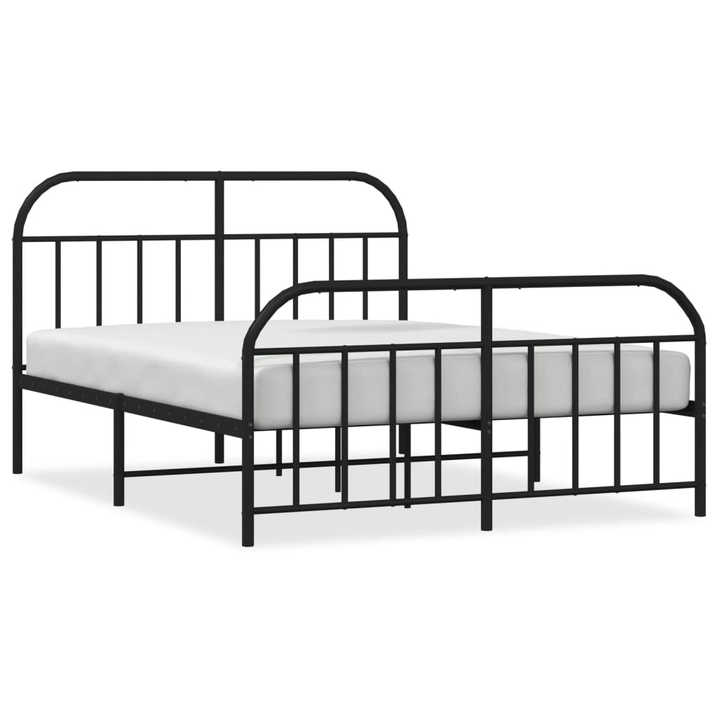 Cadre de lit métal sans matelas avec pied de lit noir 140x200cm - XIOS