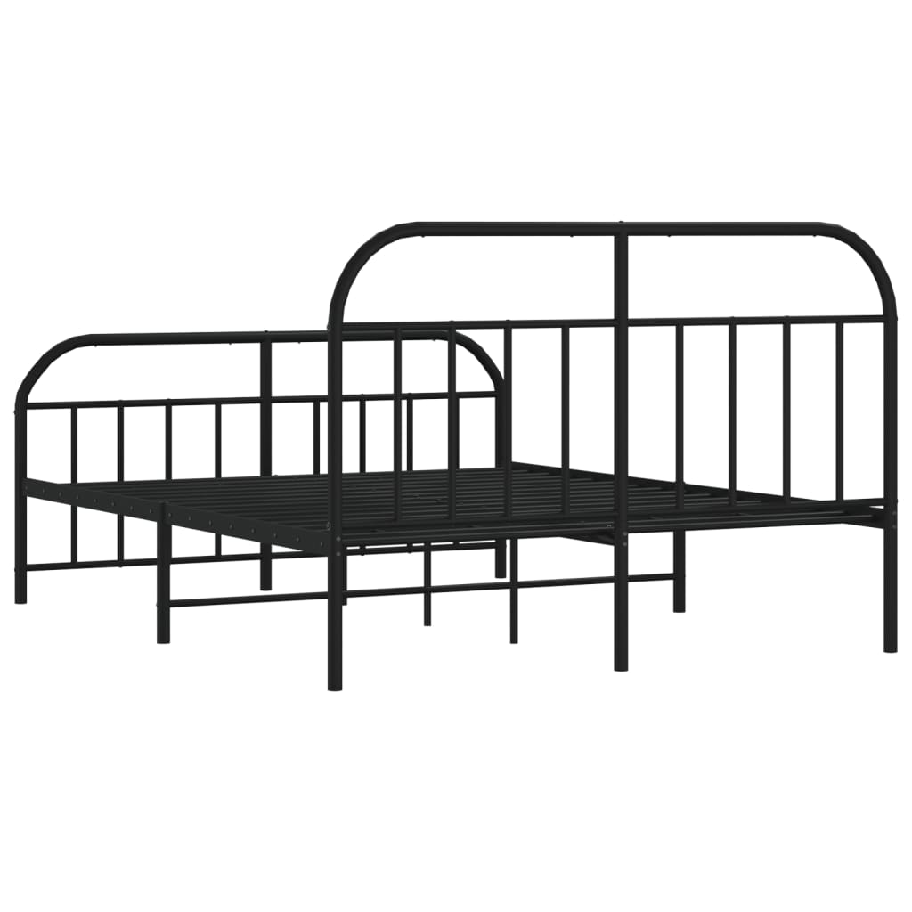 Cadre de lit métal sans matelas avec pied de lit noir 140x200cm - XIOS