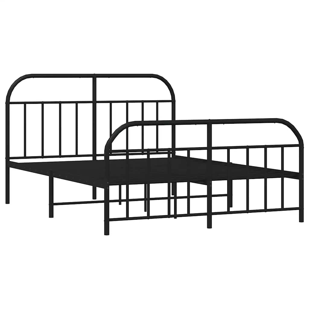 Cadre de lit métal sans matelas avec pied de lit noir 150x200cm - XIOS