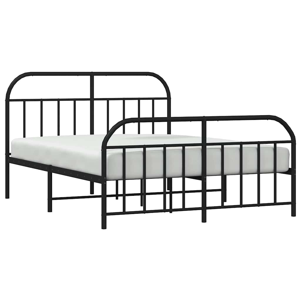 Cadre de lit métal sans matelas avec pied de lit noir 150x200cm - XIOS