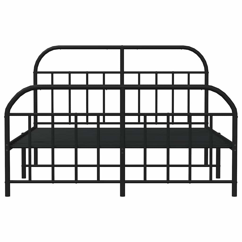 Cadre de lit métal sans matelas avec pied de lit noir 150x200cm - XIOS