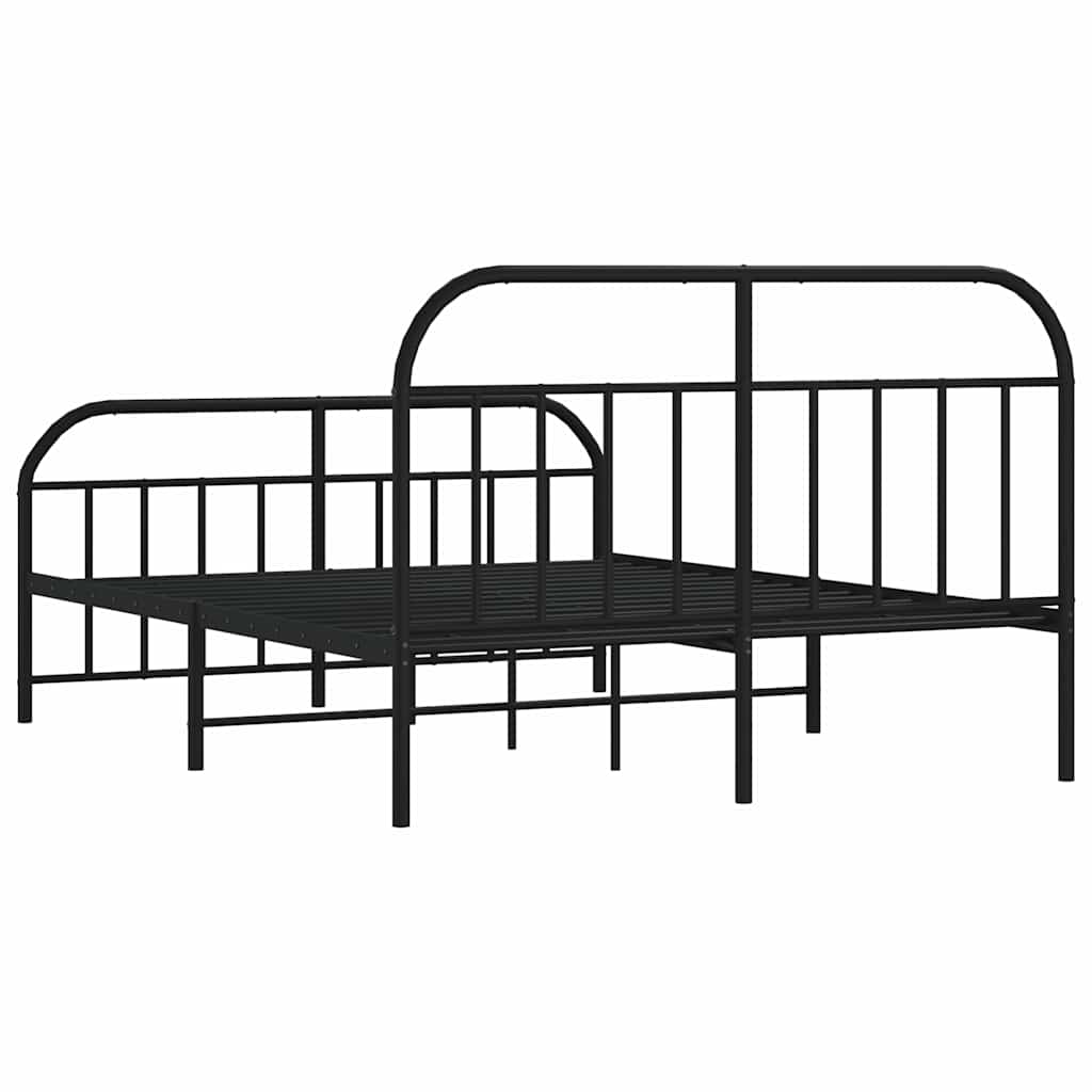 Cadre de lit métal sans matelas avec pied de lit noir 150x200cm - XIOS