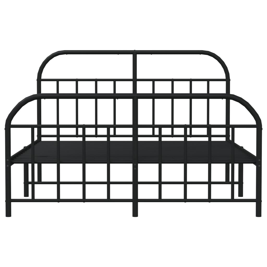 Cadre de lit métal sans matelas avec pied de lit noir 160x200cm - XIOS