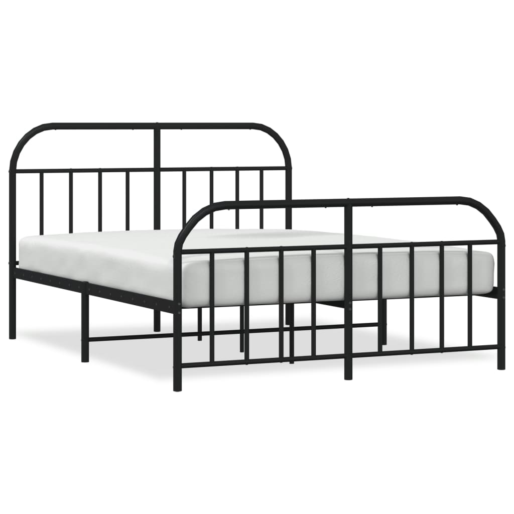 Cadre de lit métal sans matelas avec pied de lit noir 180x200cm - XIOS