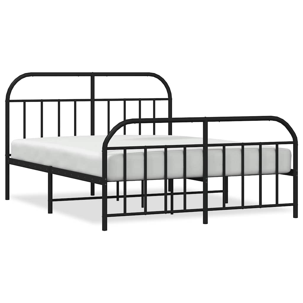 Cadre de lit métal sans matelas avec pied de lit noir 183x213cm - XIOS