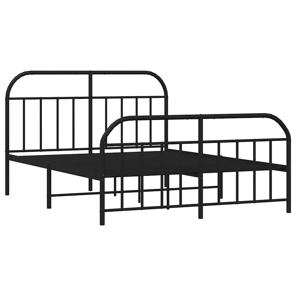 Cadre de lit métal sans matelas avec pied de lit noir 183x213cm - XIOS
