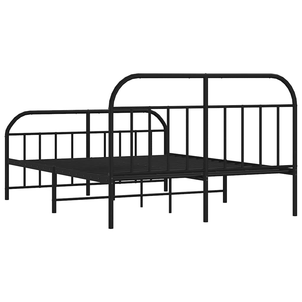 Cadre de lit métal sans matelas avec pied de lit noir 183x213cm - XIOS