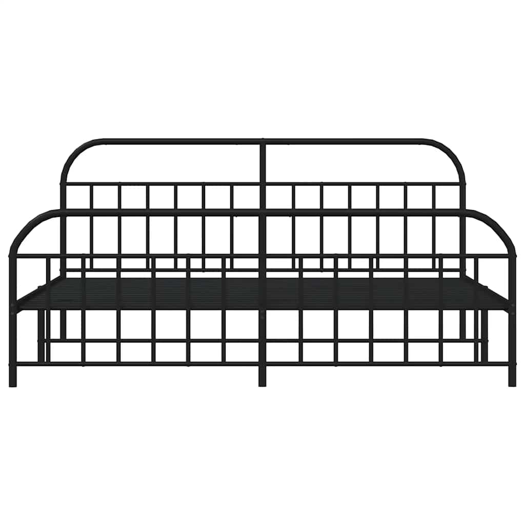 Cadre de lit métal sans matelas avec pied de lit noir 193x203cm - XIOS