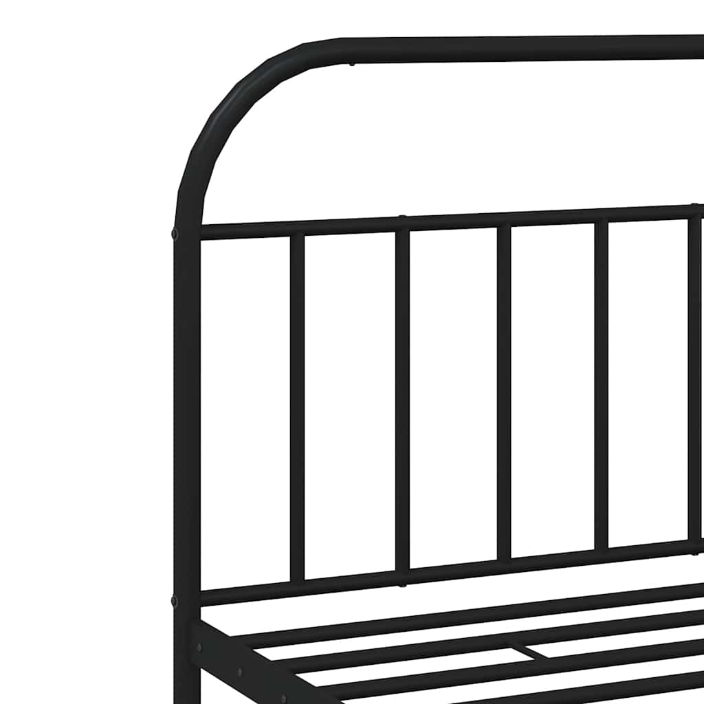 Cadre de lit métal sans matelas avec pied de lit noir 193x203cm - XIOS