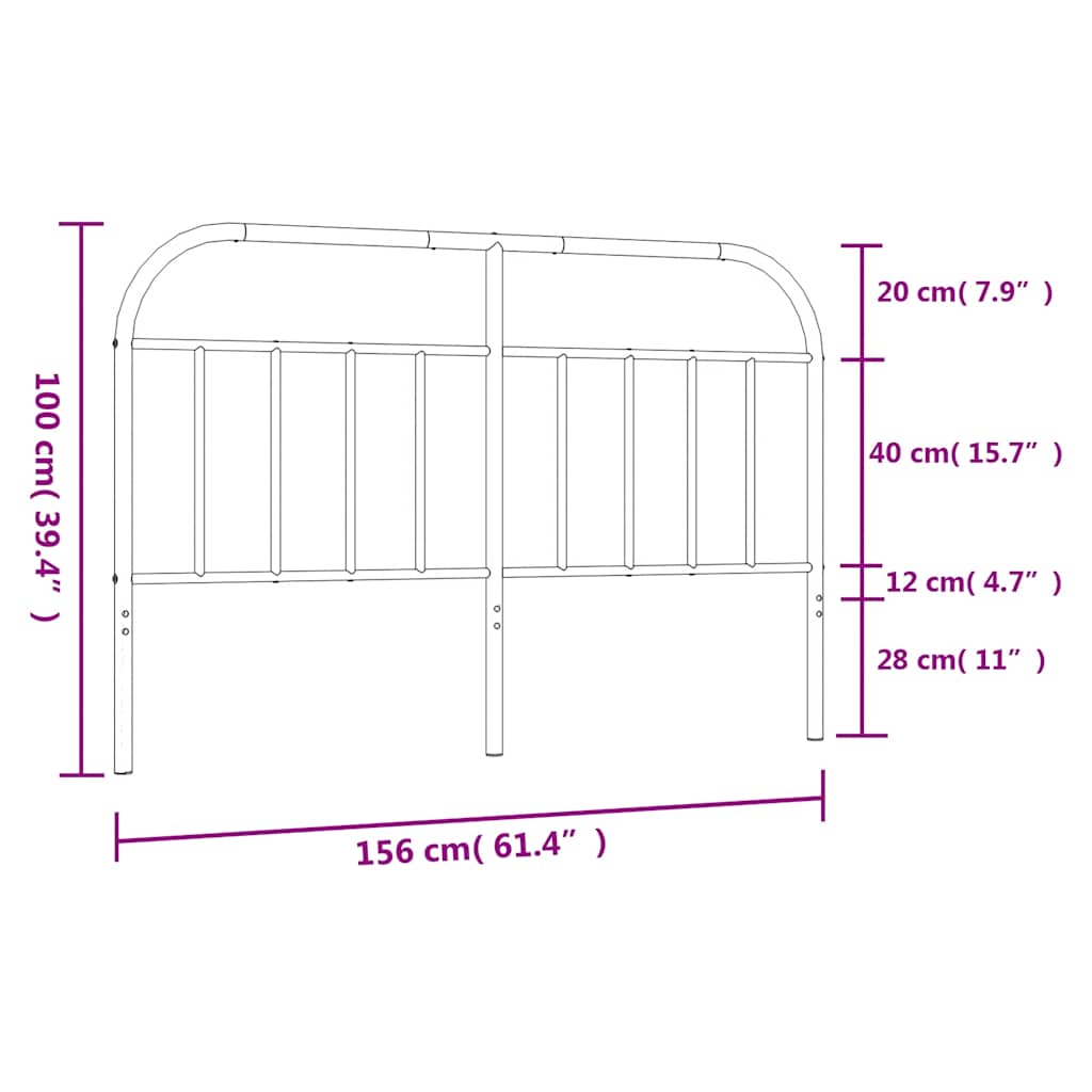 Tête de lit métal noir 150 cm - XIOS