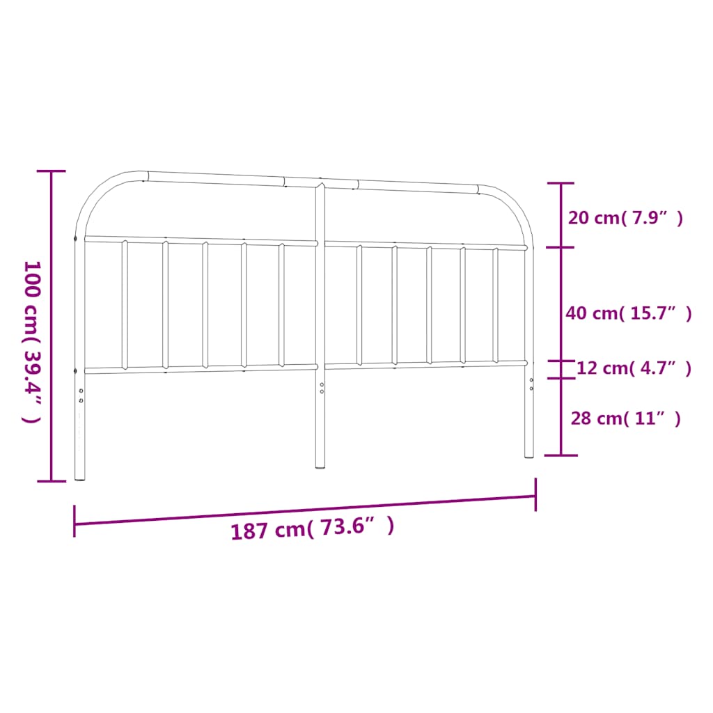 Tête de lit métal noir 180 cm - XIOS