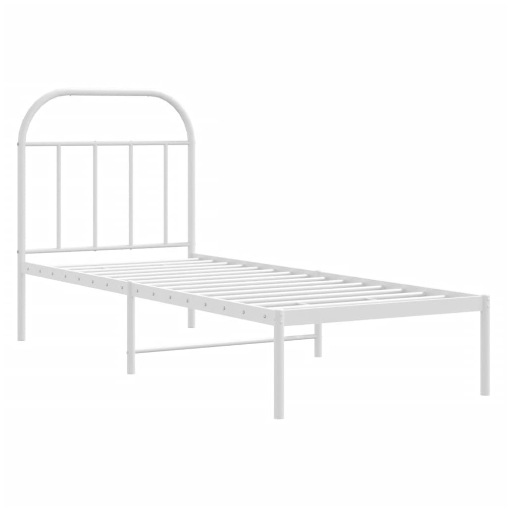 Cadre de lit métal sans matelas avec tête de lit blanc 75x190cm - XIOS
