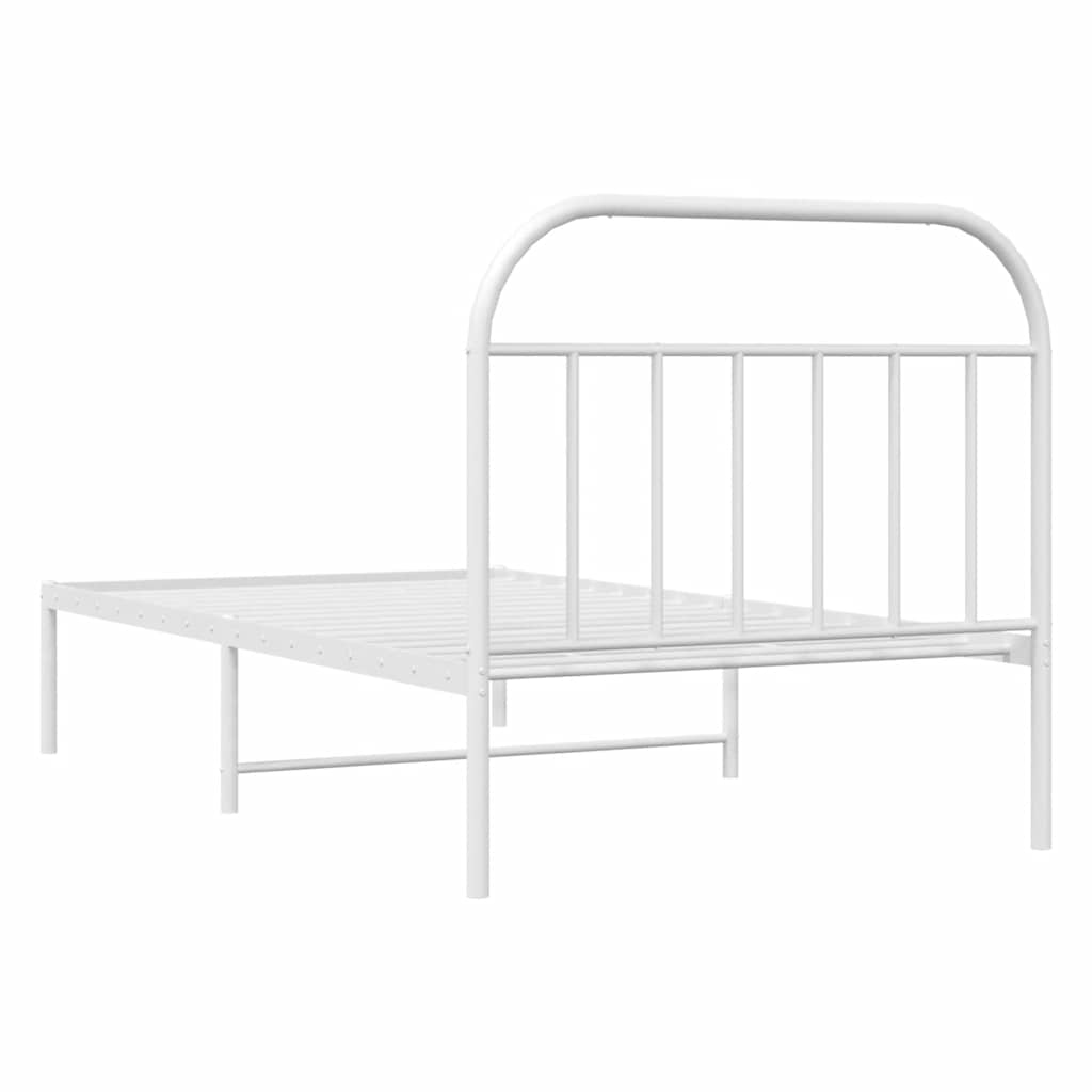 Cadre de lit métal sans matelas et tête de lit blanc 100x200 cm - XIOS