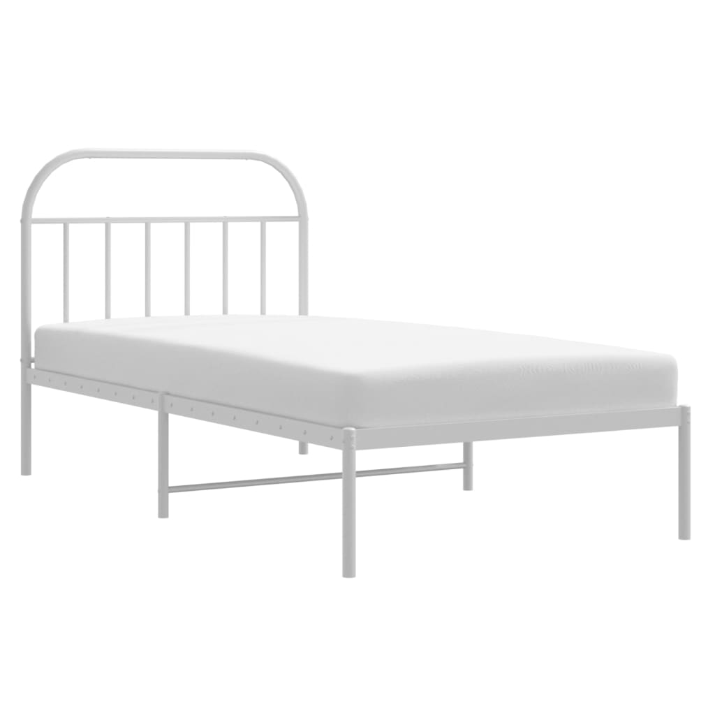 Cadre de lit métal sans matelas et tête de lit blanc 107x203 cm - XIOS