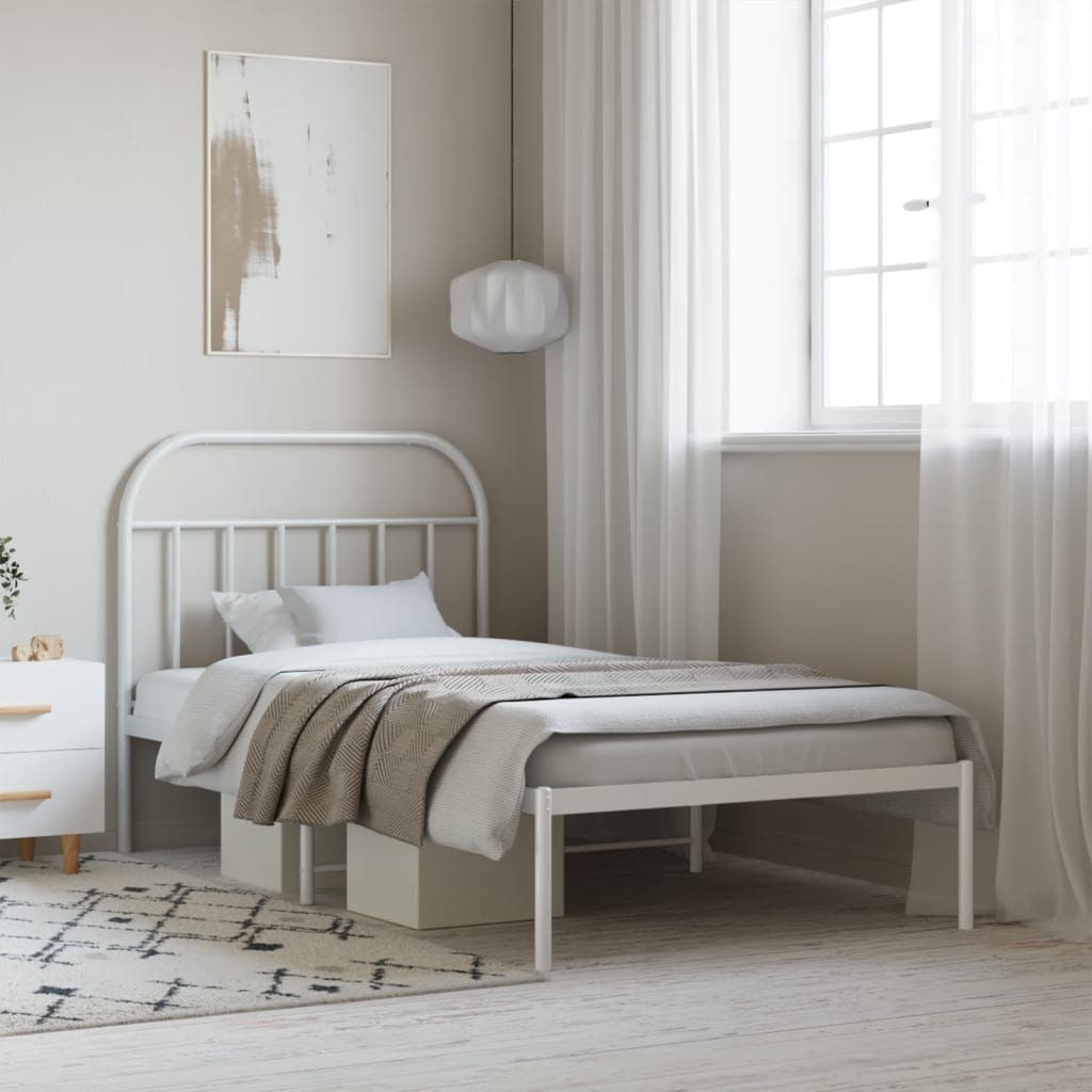 Cadre de lit métal sans matelas et tête de lit blanc 107x203 cm - XIOS