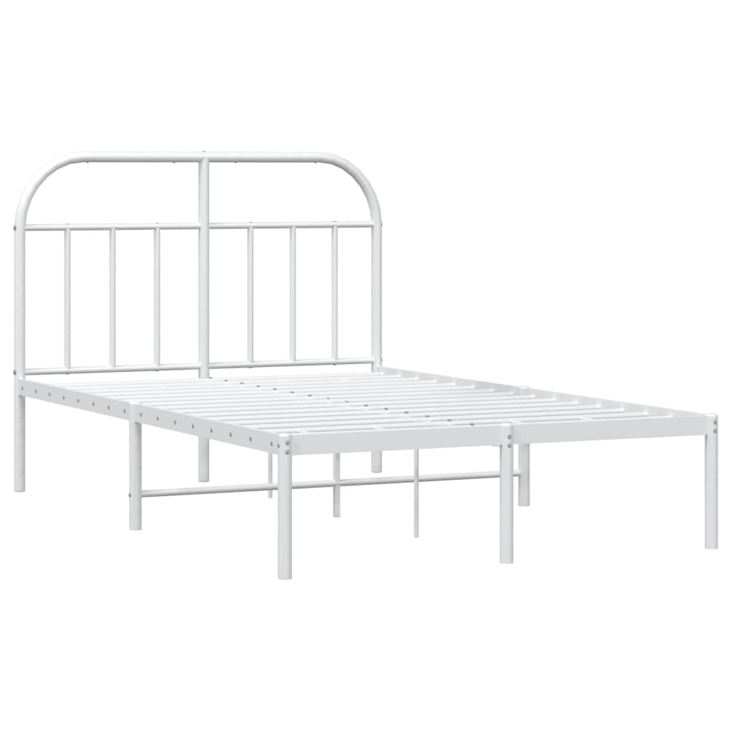 Cadre de lit métal sans matelas et tête de lit blanc 120x190 cm - XIOS