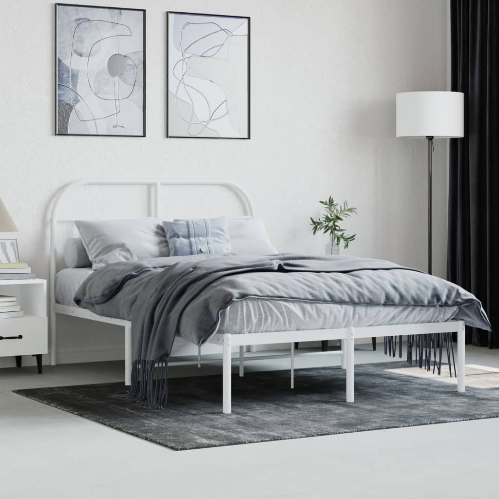 Cadre de lit métal sans matelas et tête de lit blanc 120x200 cm - XIOS