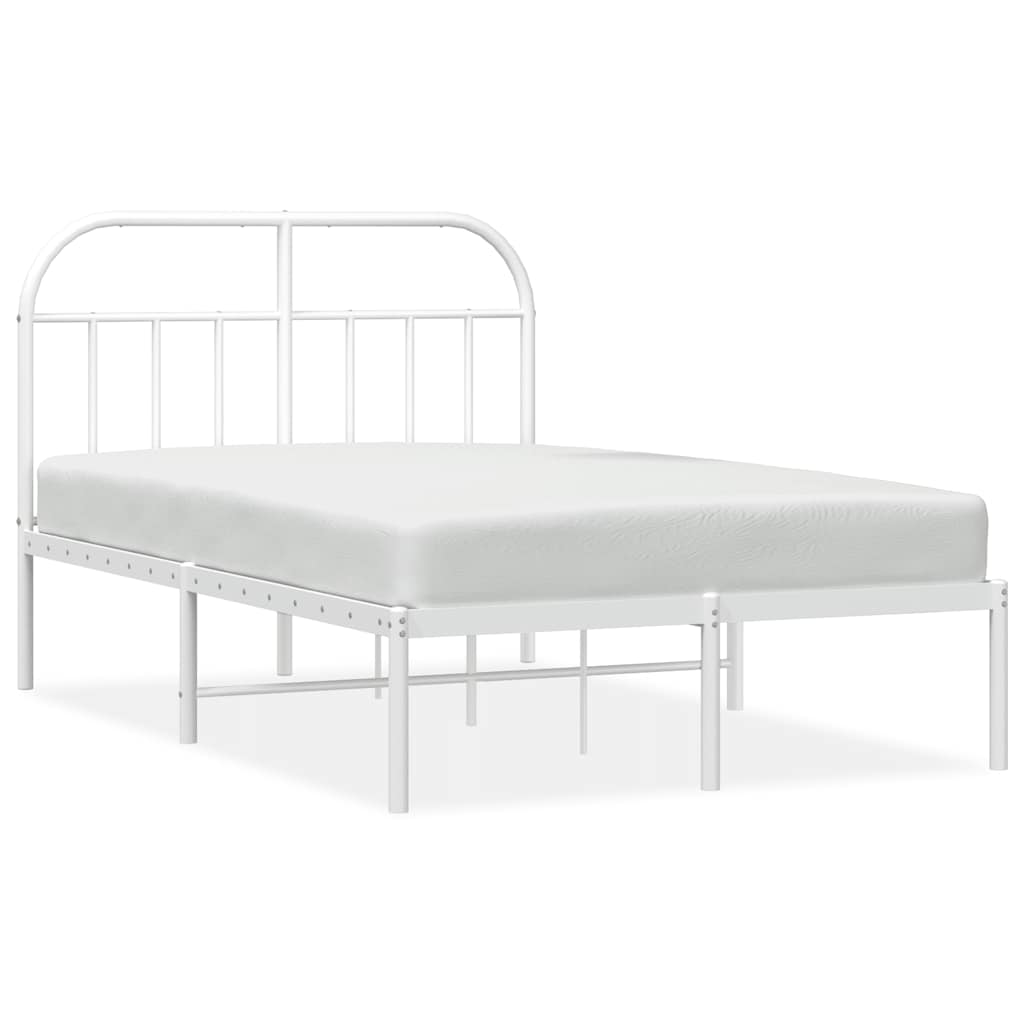 Cadre de lit métal sans matelas et tête de lit blanc 135x190 cm - XIOS