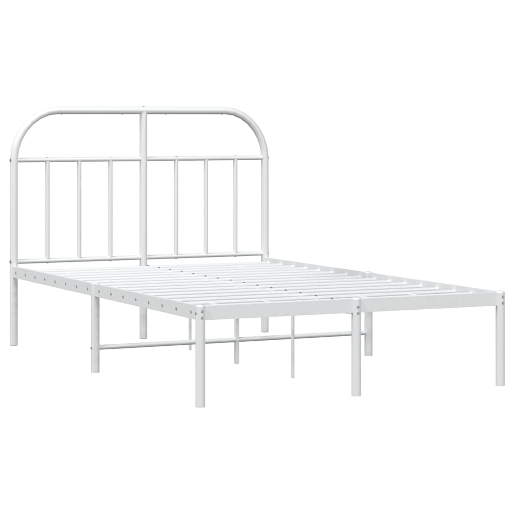 Cadre de lit métal sans matelas et tête de lit blanc 135x190 cm - XIOS