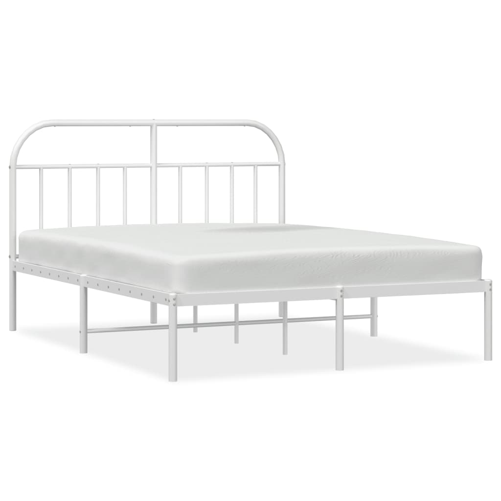 Cadre de lit métal sans matelas et tête de lit blanc 140x190 cm - XIOS