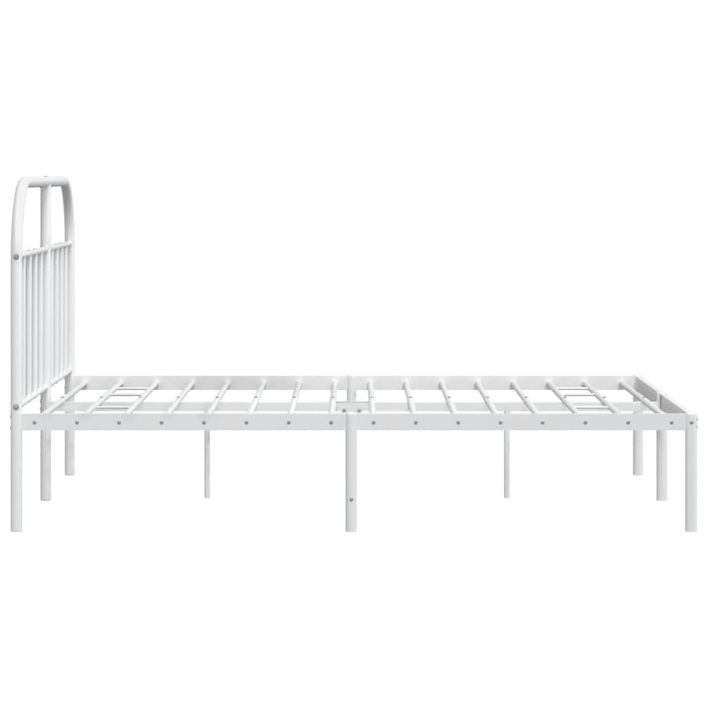 Cadre de lit métal sans matelas et tête de lit blanc 140x190 cm - XIOS