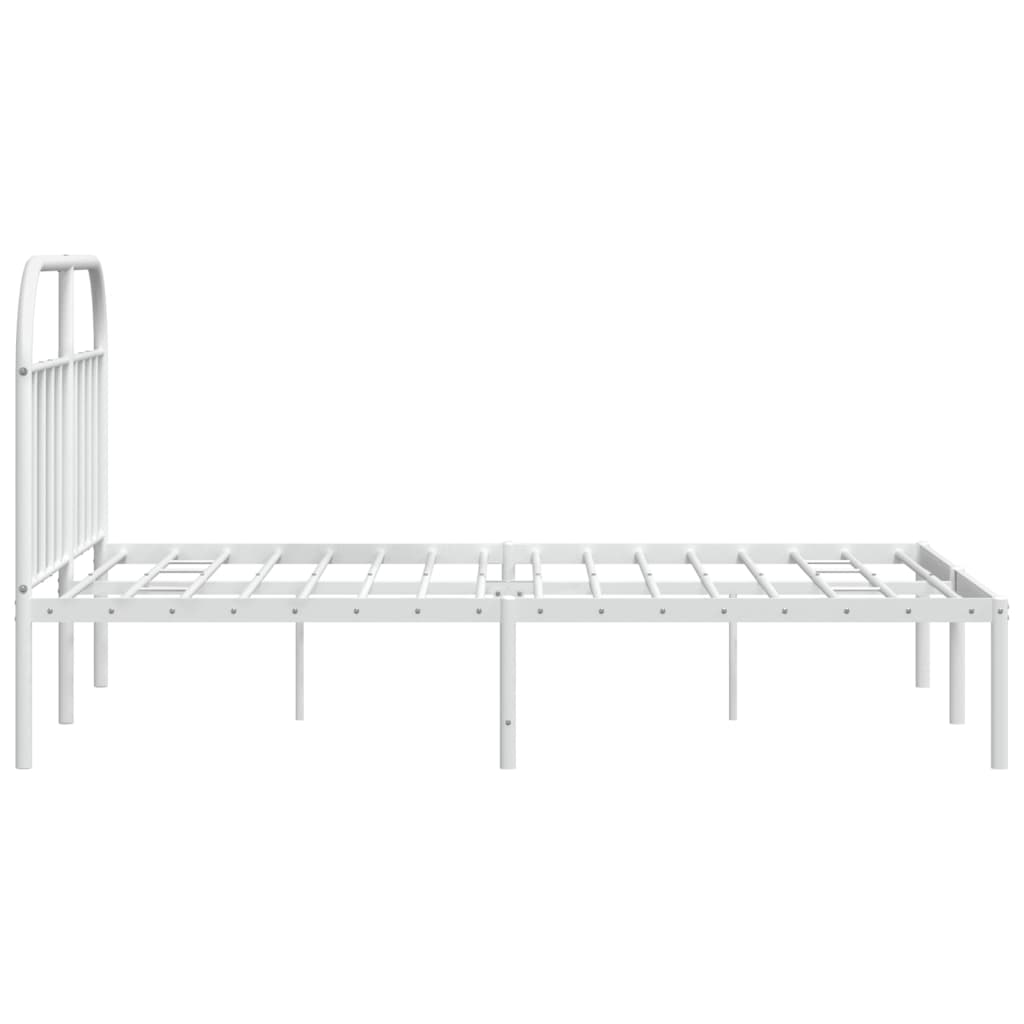 Cadre de lit métal sans matelas et tête de lit blanc 140x200 cm - XIOS