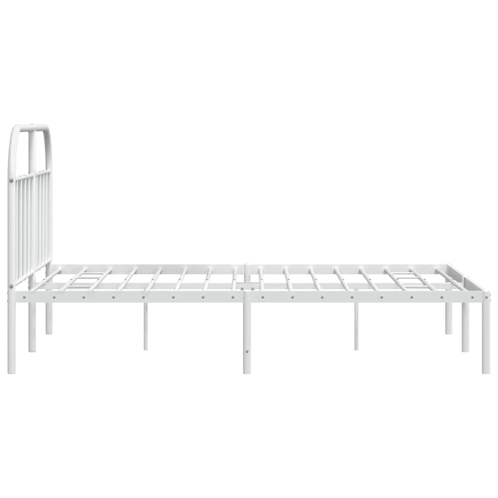 Cadre de lit métal sans matelas et tête de lit blanc 150x200 cm - XIOS