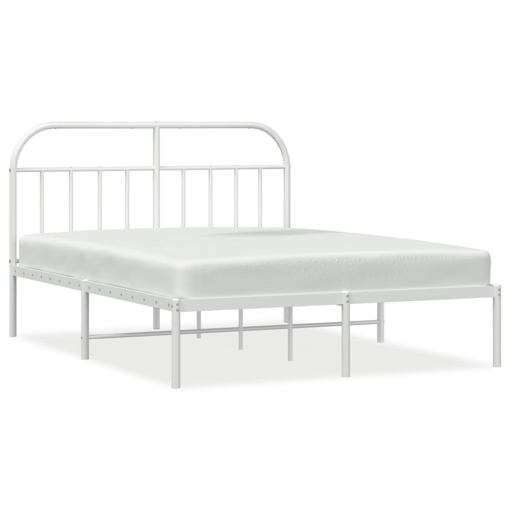 Cadre de lit métal sans matelas et tête de lit blanc 160x200 cm - XIOS