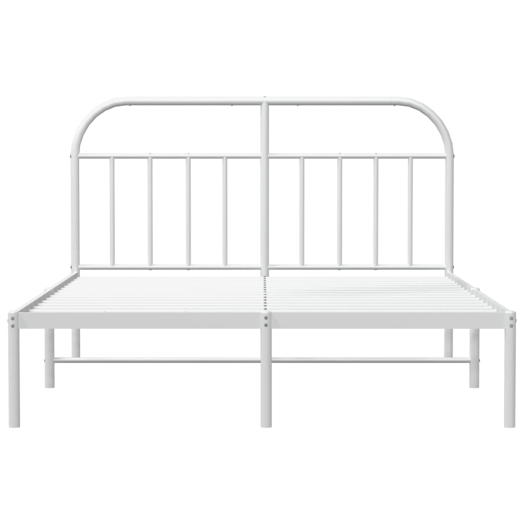 Cadre de lit métal sans matelas et tête de lit blanc 160x200 cm - XIOS