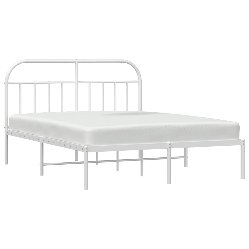 Cadre de lit métal sans matelas et tête de lit blanc 180x200 cm - XIOS
