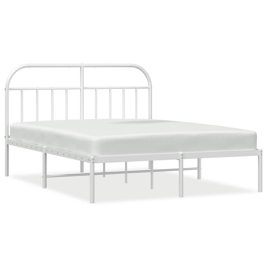 Cadre de lit métal sans matelas et tête de lit blanc 183x213 cm - XIOS