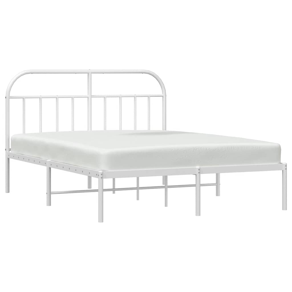 Cadre de lit métal sans matelas et tête de lit blanc 183x213 cm - XIOS