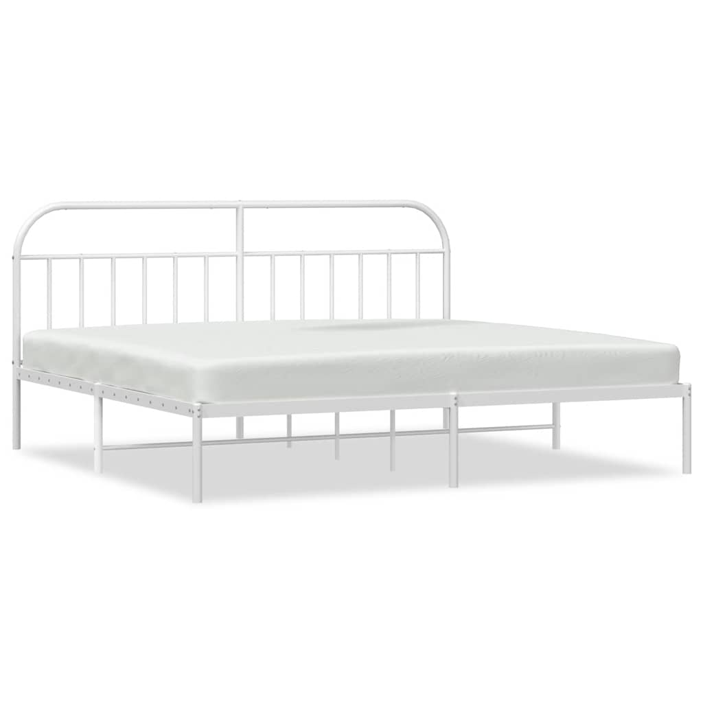 Cadre de lit métal sans matelas et tête de lit blanc 193x203 cm - XIOS
