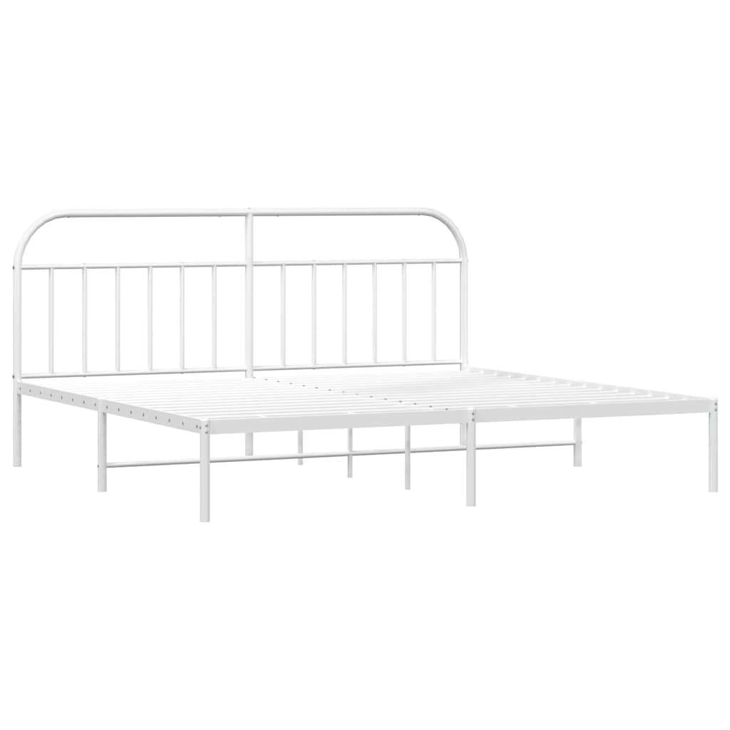 Cadre de lit métal sans matelas et tête de lit blanc 193x203 cm - XIOS