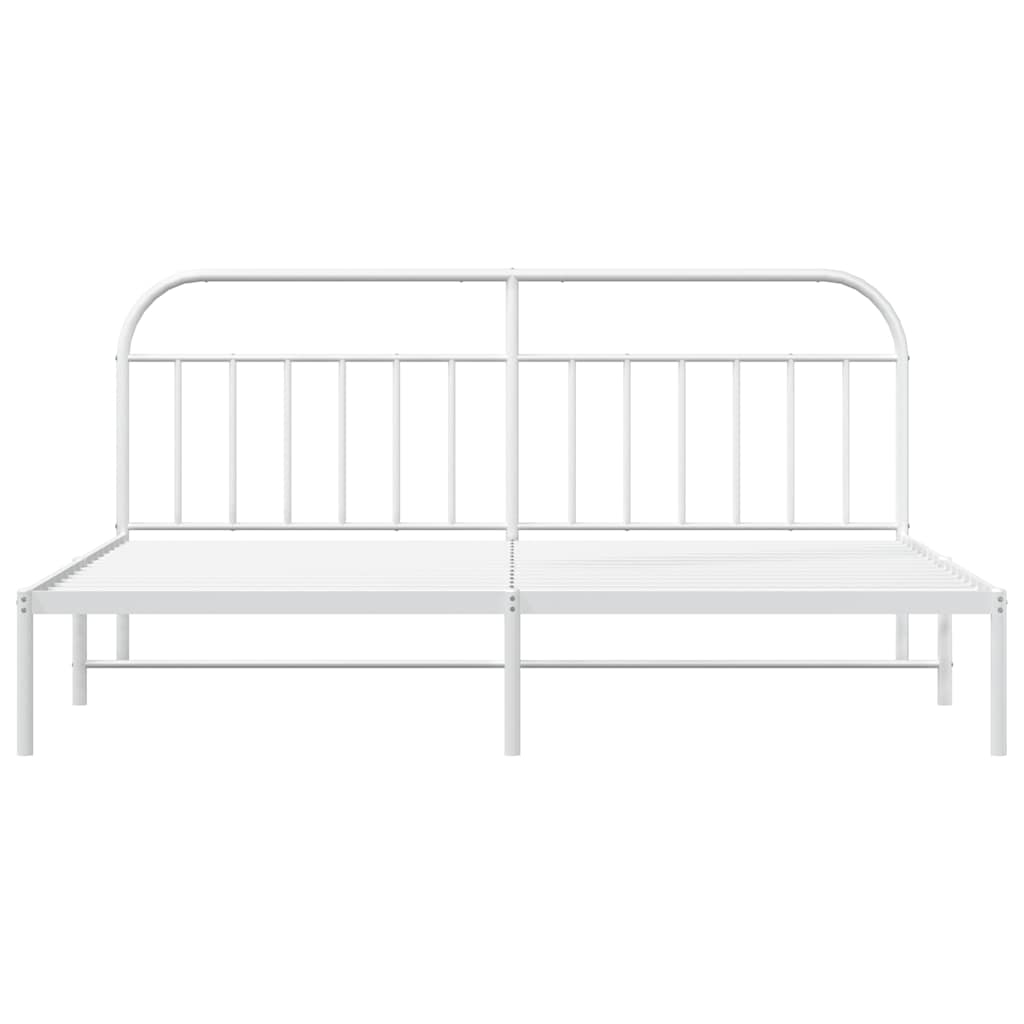 Cadre de lit métal sans matelas et tête de lit blanc 193x203 cm - XIOS