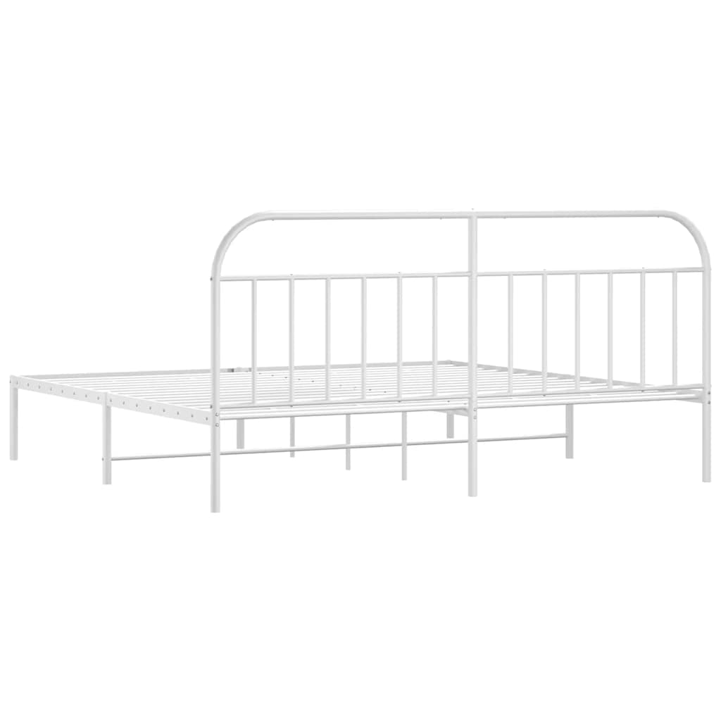 Cadre de lit métal sans matelas et tête de lit blanc 193x203 cm - XIOS