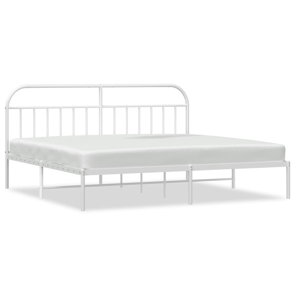 Cadre de lit métal sans matelas et tête de lit blanc 200x200 cm - XIOS