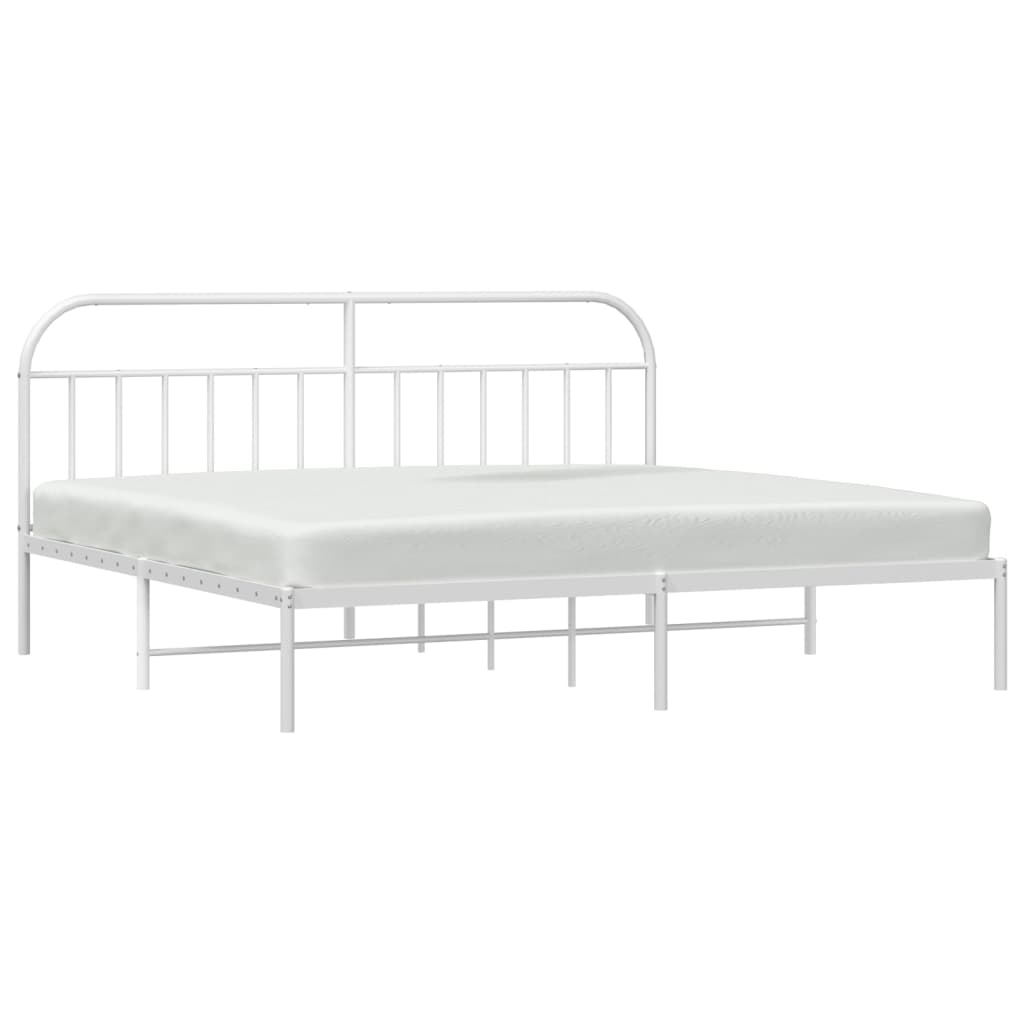 Cadre de lit métal sans matelas et tête de lit blanc 200x200 cm - XIOS