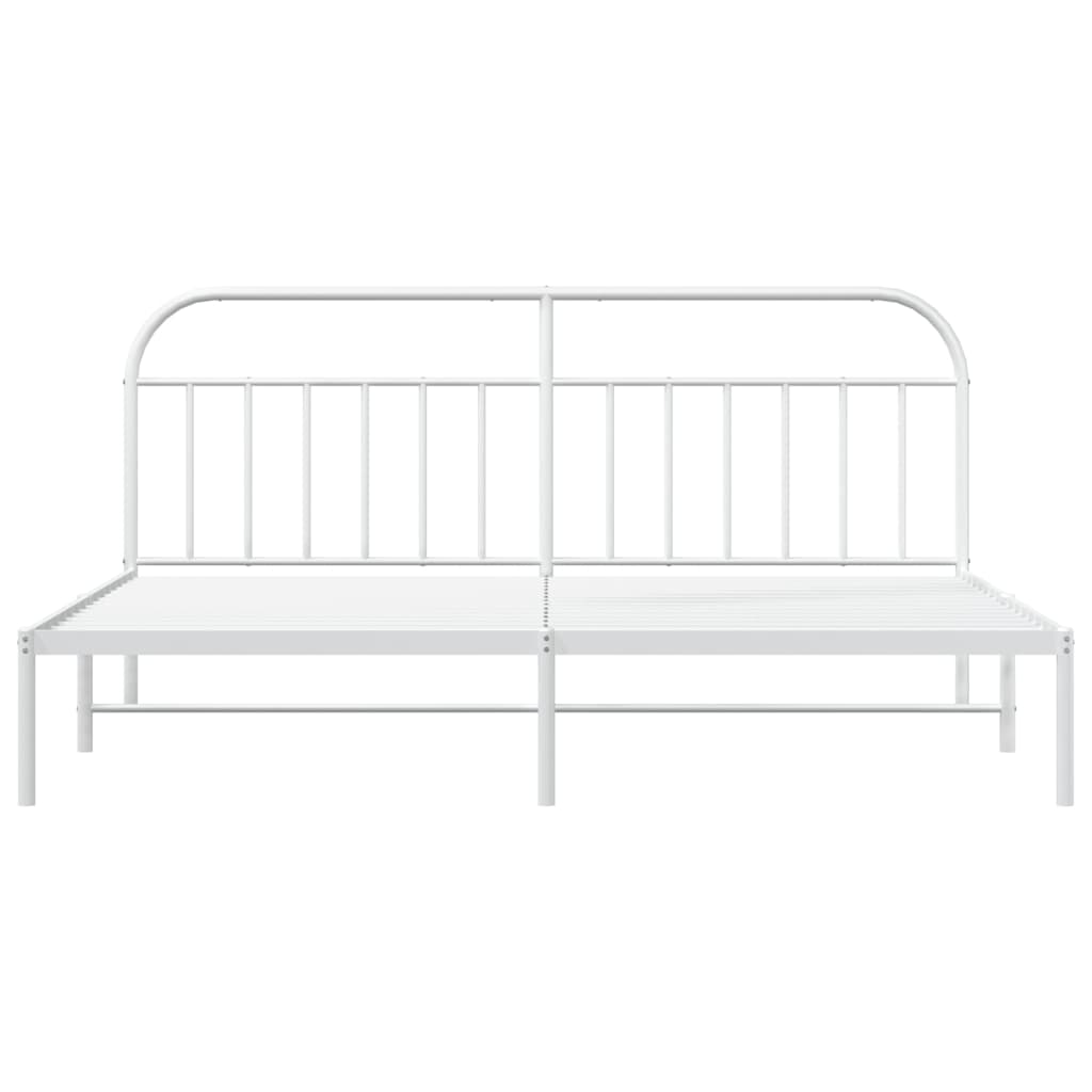 Cadre de lit métal sans matelas et tête de lit blanc 200x200 cm - XIOS