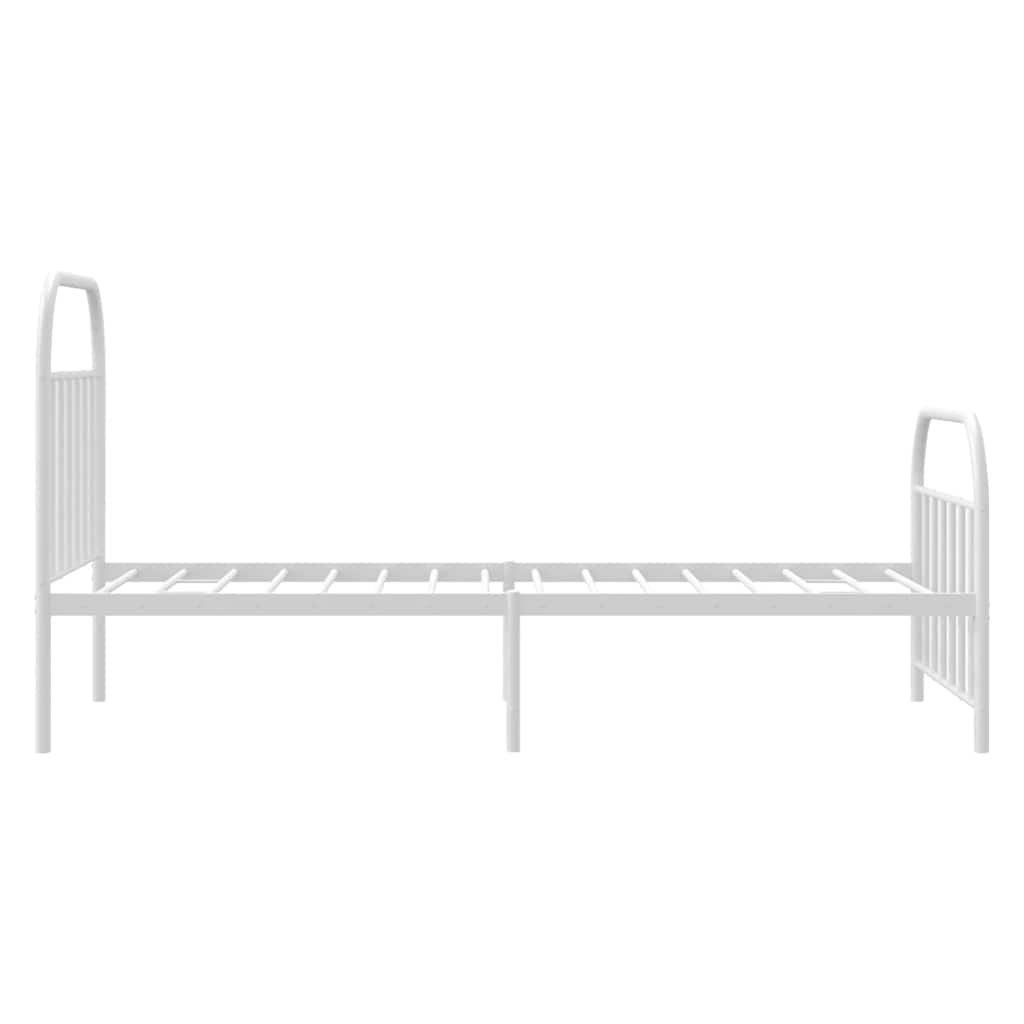 Cadre de lit métal sans matelas et pied de lit blanc 100x190 cm