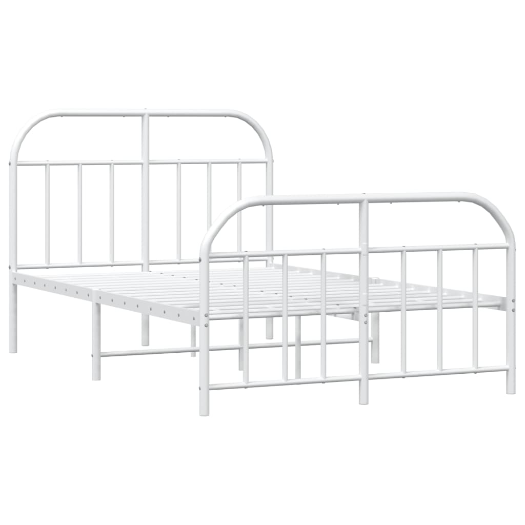 Cadre de lit métal sans matelas et pied de lit blanc 120x190 cm - XIOS