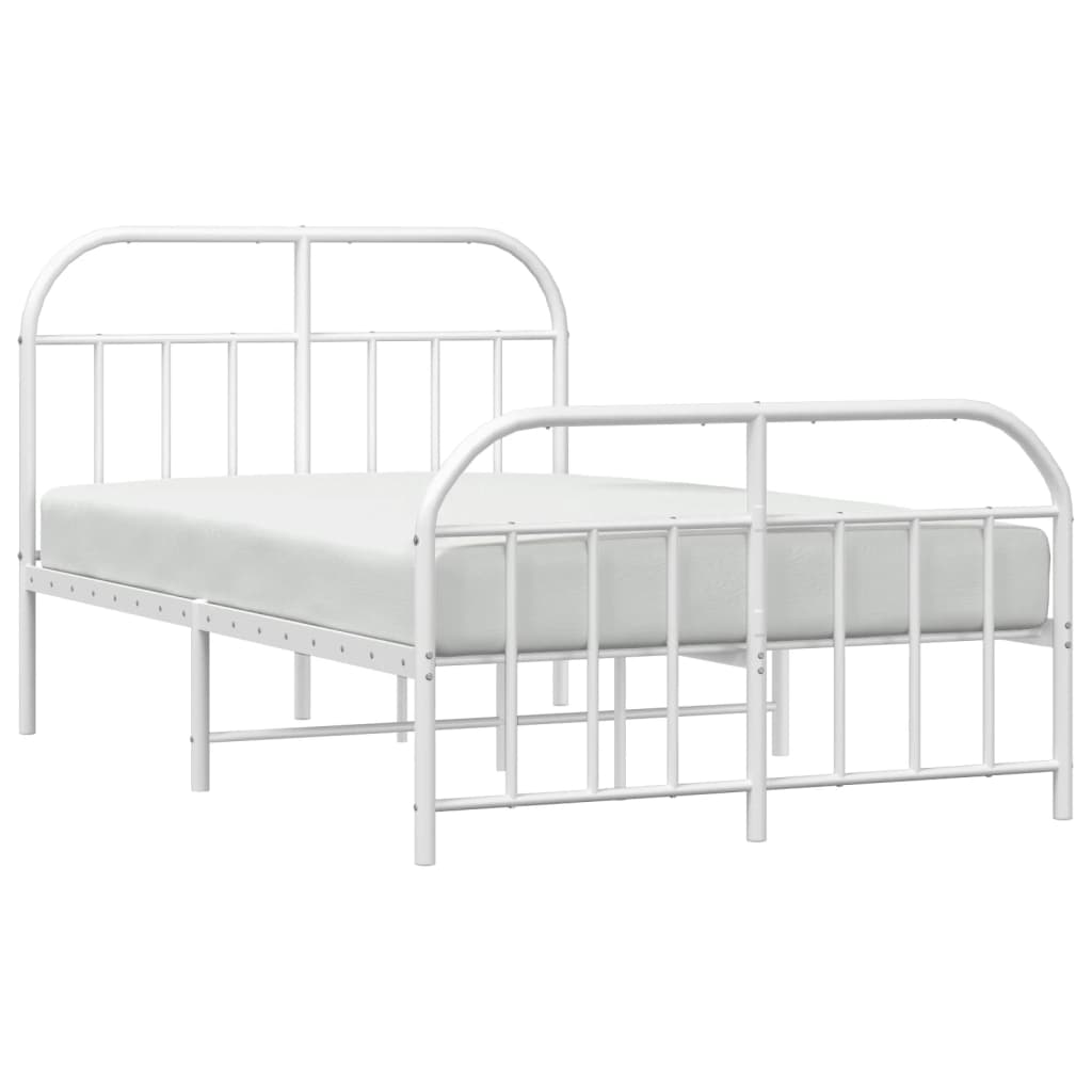 Cadre de lit métal sans matelas et pied de lit blanc 120x190 cm - XIOS