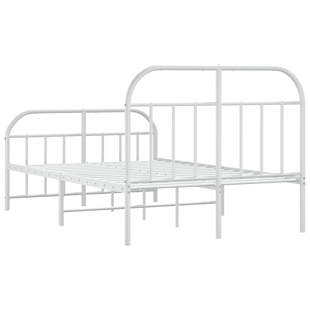 Cadre de lit métal sans matelas et pied de lit blanc 120x190 cm - XIOS