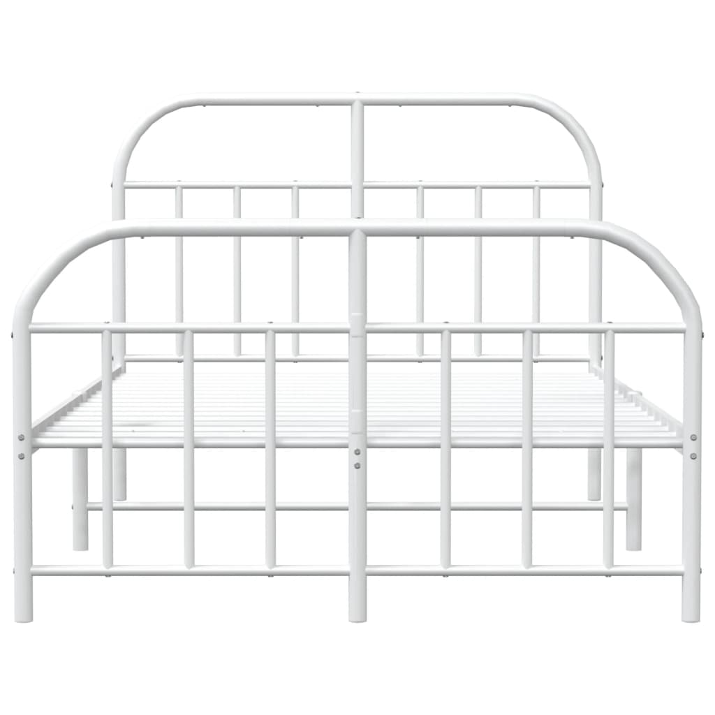 Cadre de lit métal sans matelas et pied de lit blanc 120x200 cm - XIOS