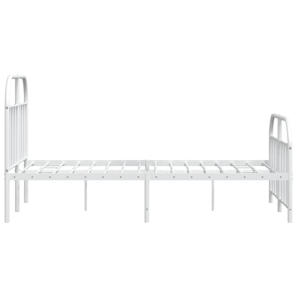 Cadre de lit métal sans matelas et pied de lit blanc 120x200 cm - XIOS